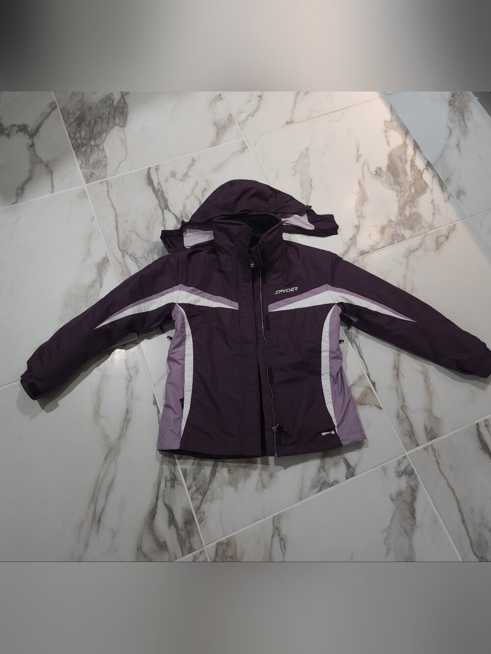 Spyder Womans' Purple Hooded Winter Skiing Jacket - Large
